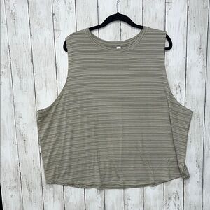 Athleta Muscle Tank Striped Green Size 3X